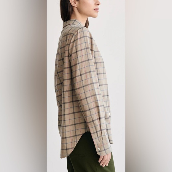 Jenni Kayne Lightweight Flannel Taupe Plaid Size XS - Picture 3 of 10